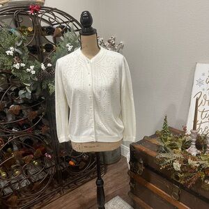 Bermuda Vintage Cream Cardigan with Beaded Design